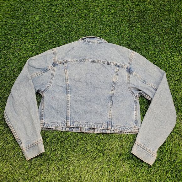 Vintage 80s LEE Denim Cropped Jacket Womens S/M 19x18 Faded - Picture 2 of 13